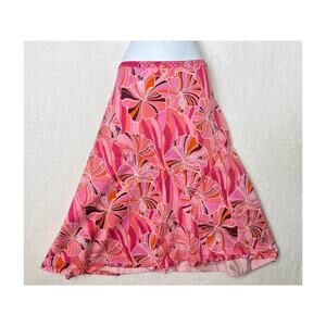 VTG Faded Glory Y2k Pink Orange Floral Flare Skirt Lizzie McGuire sz18W Flirty